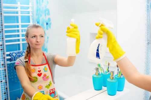 Professional carpet cleaning equipment in use